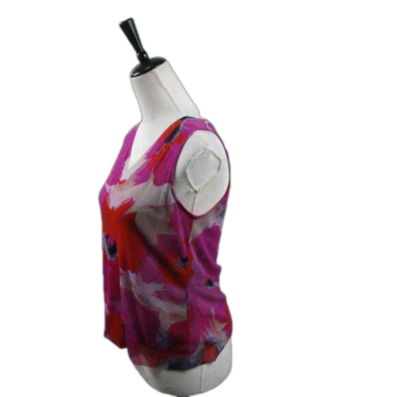 INC Magenta/Red Floral Lightweight Sleeveless Blouse Size Medium - Picture 3 of 6